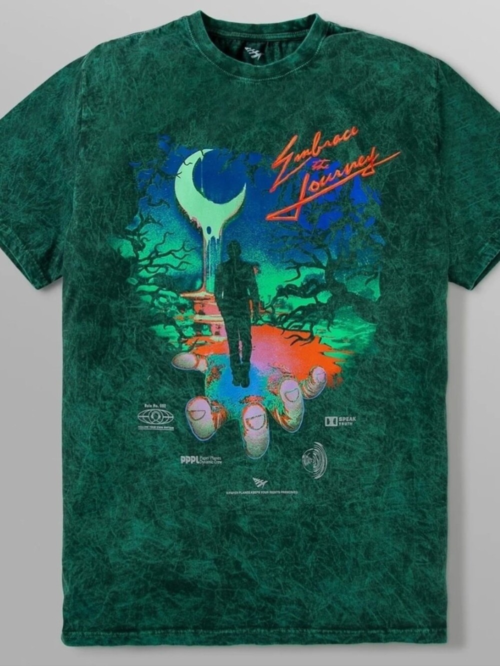 Paper Planes Embrace The Journey Graphic T Shirt Mens XL Green Acid Waah